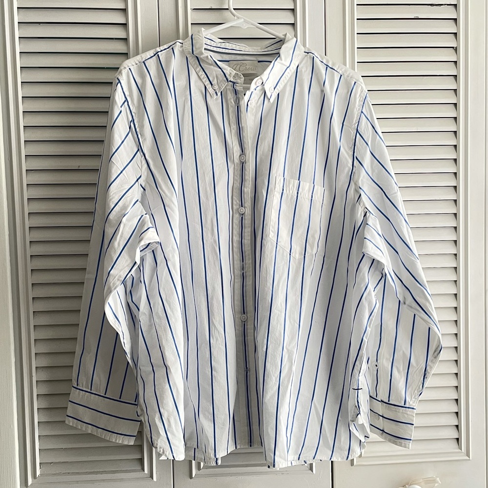 Classic-fit cotton poplin shirt in wide stripe